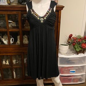 Soprano Black Mini Dress with Jewel Accents